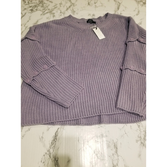 Sugarlips Sweaters - Sugar Lips Purple Button Sleeve NWT Sweater